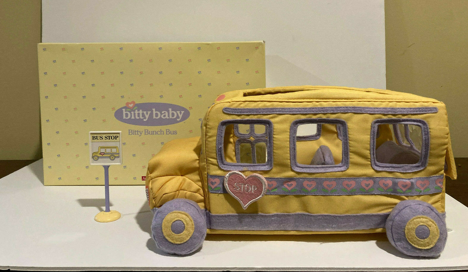 American Girl Bitty Baby: Retired Bitty Bunch Bus + Original Box And Sign