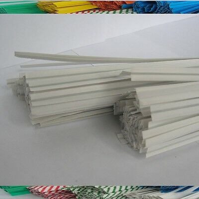 100 Plastic/paper Coated White 7" X 1/4"(6mm) Twist Ties - Won't Rip Or Pull Off
