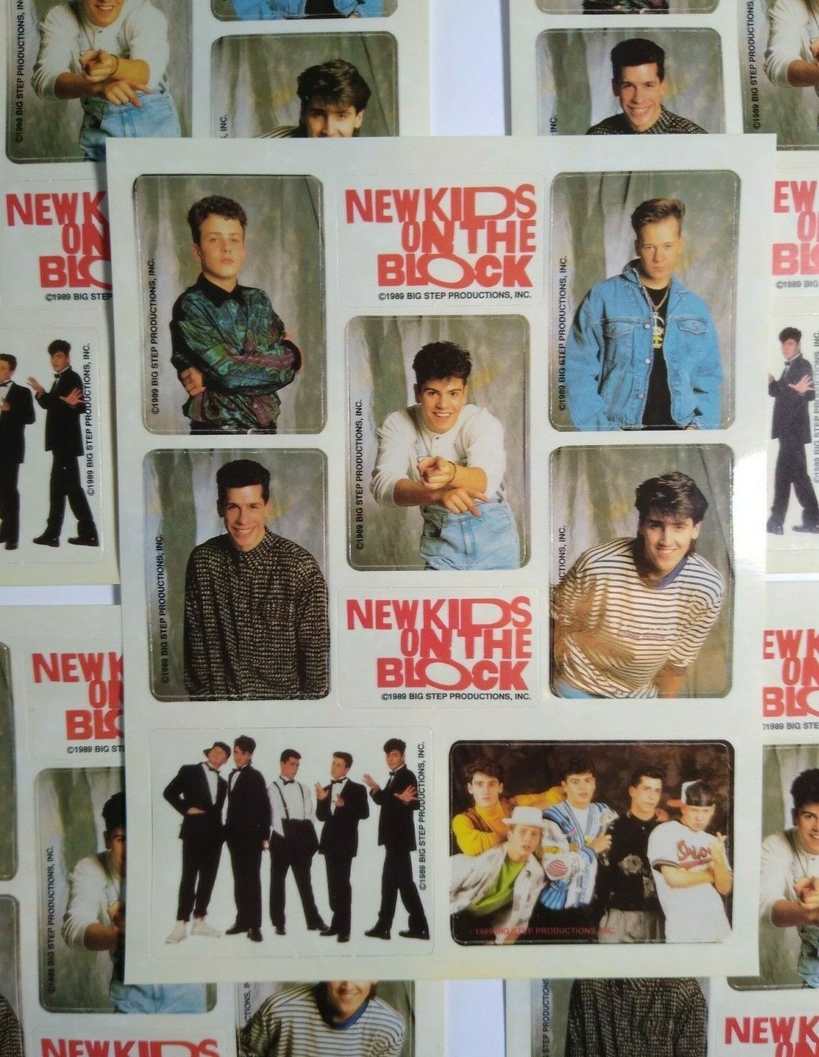 New Kids On The Block Band Photo Stickers 1989 Original Lot of 5 Sets Pop Music