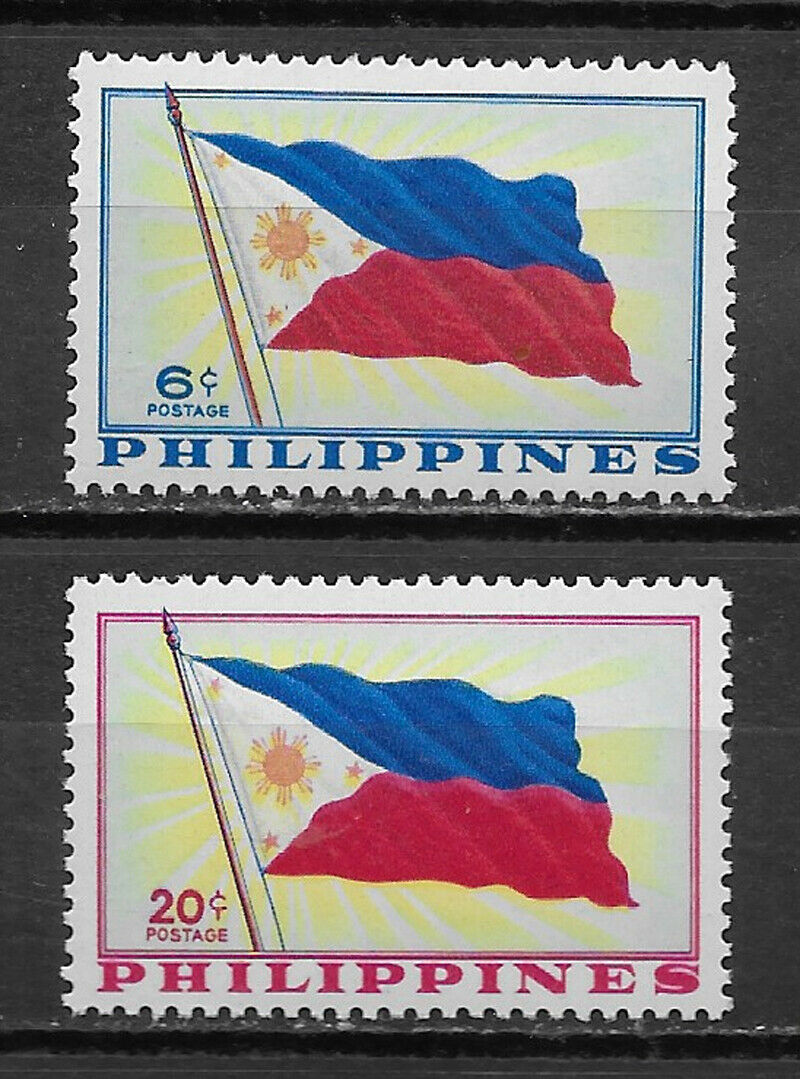 PHILIPPINES , 1959 , PHILIPPINE FLAG , SET OF 2 STAMPS , PERF ,  MNH