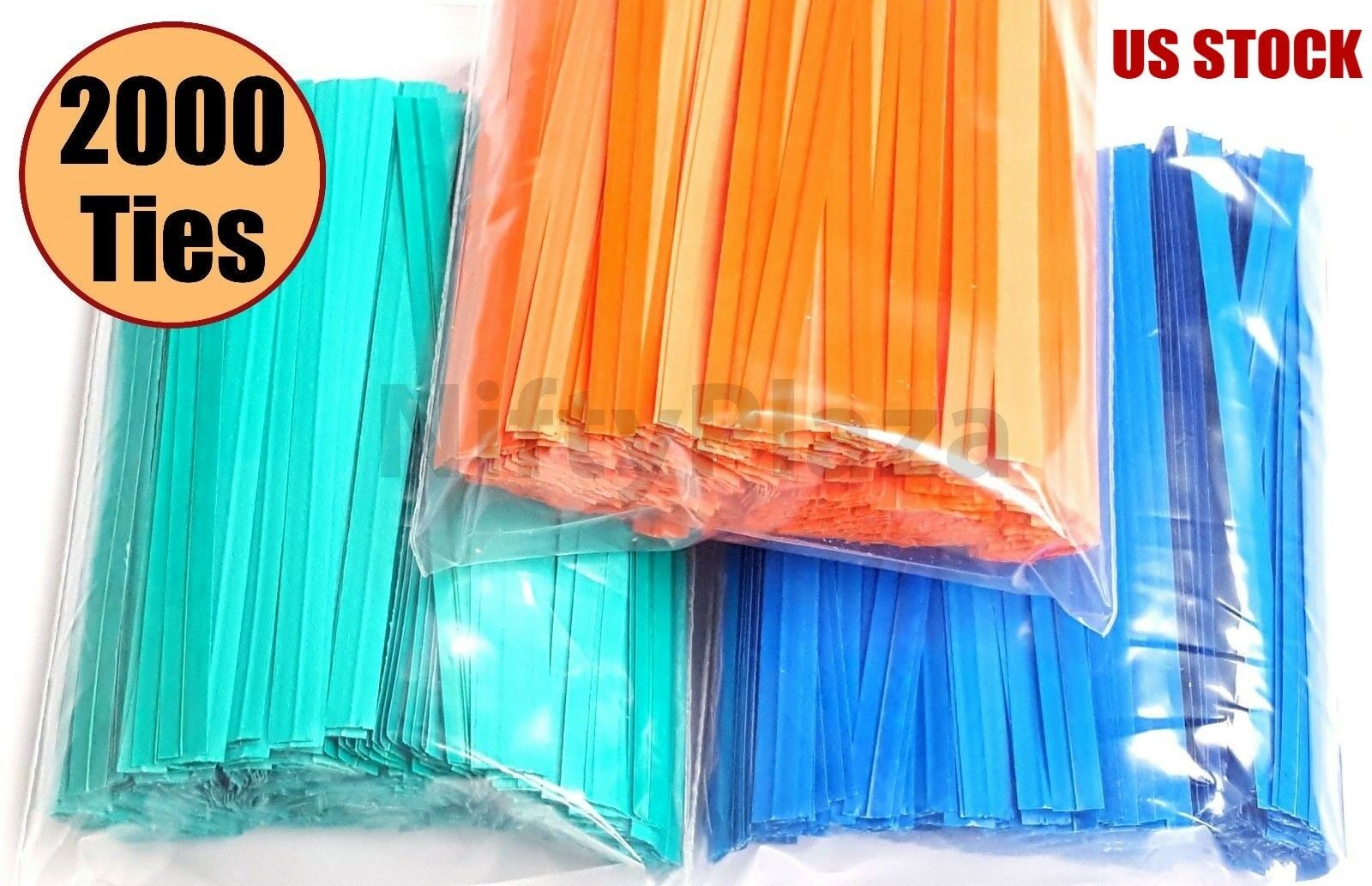 Niftyplaza 2000 Twist Ties 4 Inch Length Plastic Coated No Rip Paper Ties Cello
