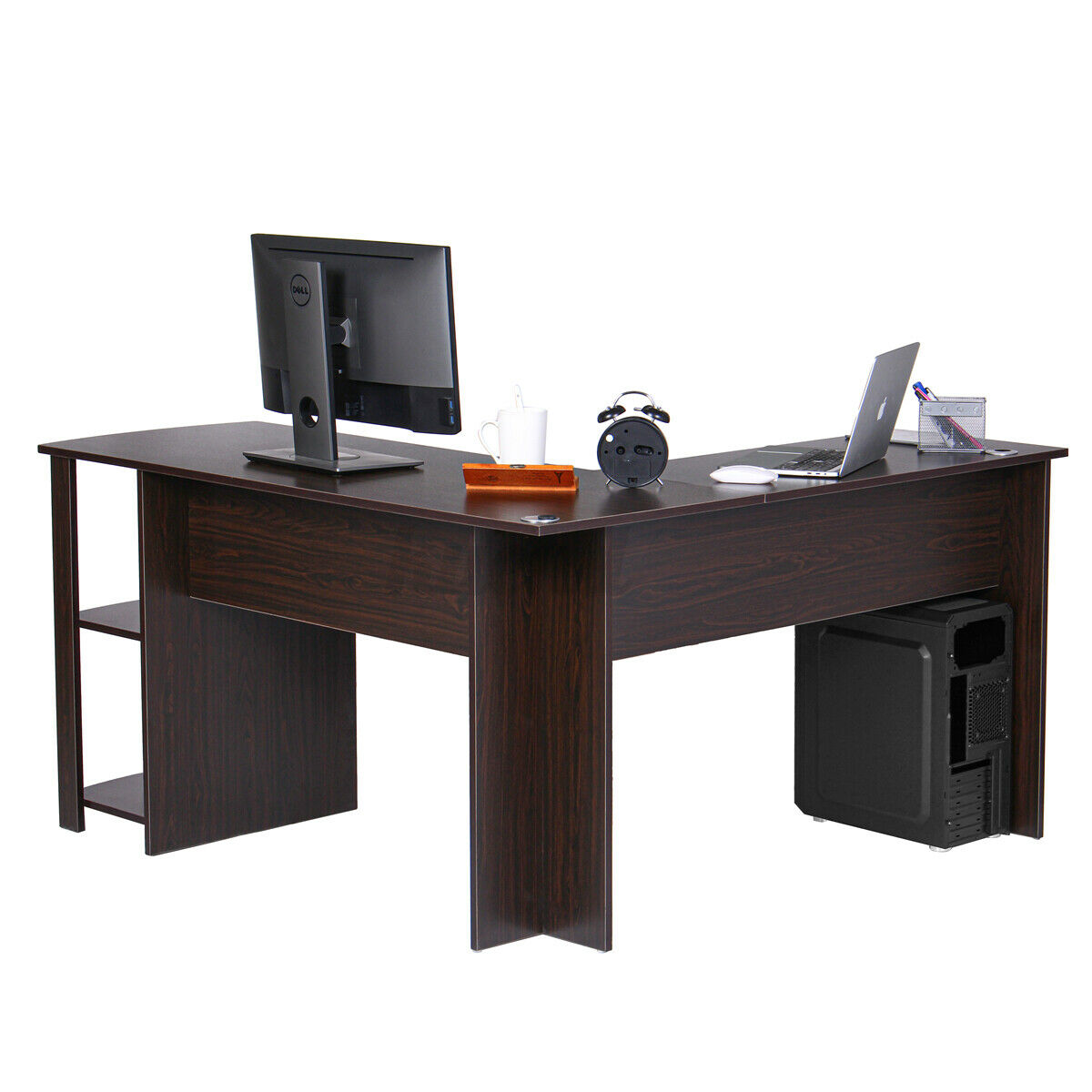 Office L-shaped Gaming Computer Desk Corner Pc Laptop Table Home Bookshelves 53"