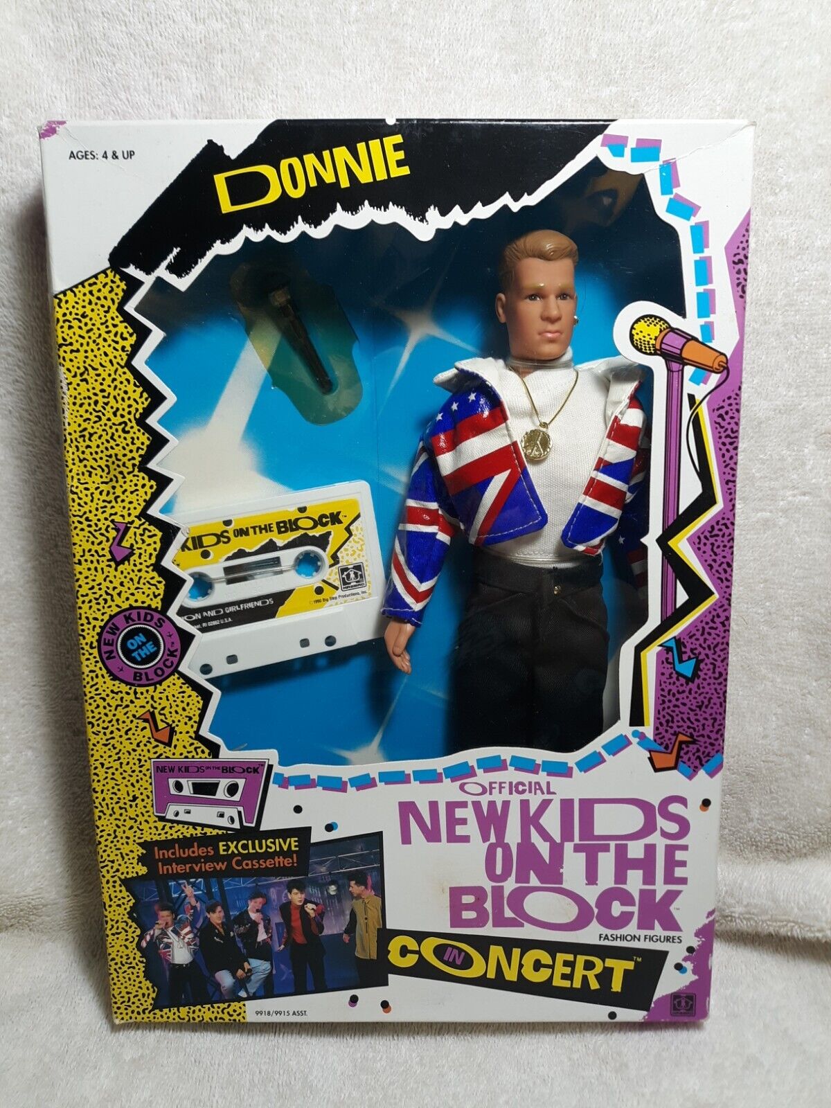 new 1990 Hasbro NKOTB New Kids on the Block Donnie in Concert with Cassette Box