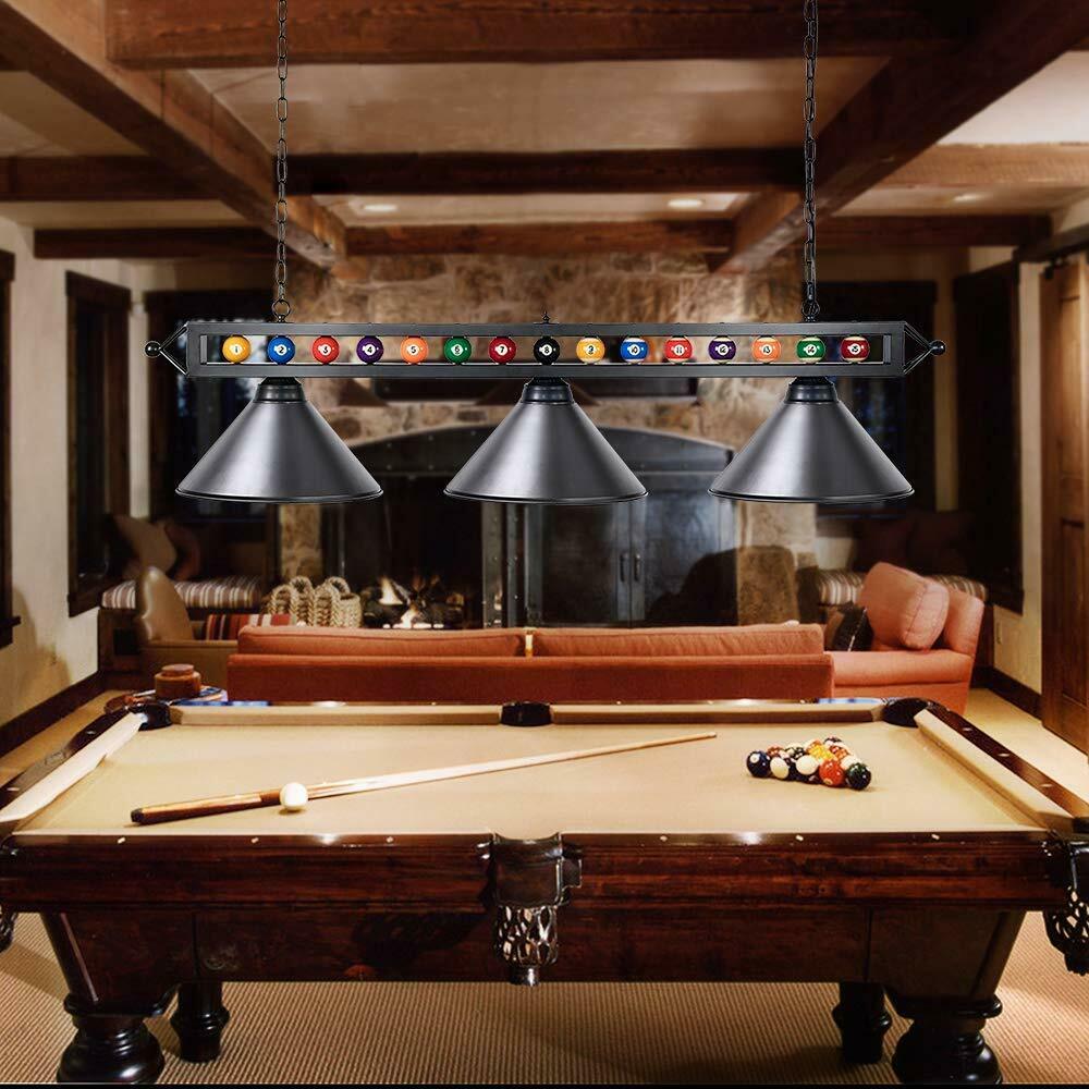 59" Billiard Light Fixture Pool Table Light Black Metal Billiard Chandelier New!