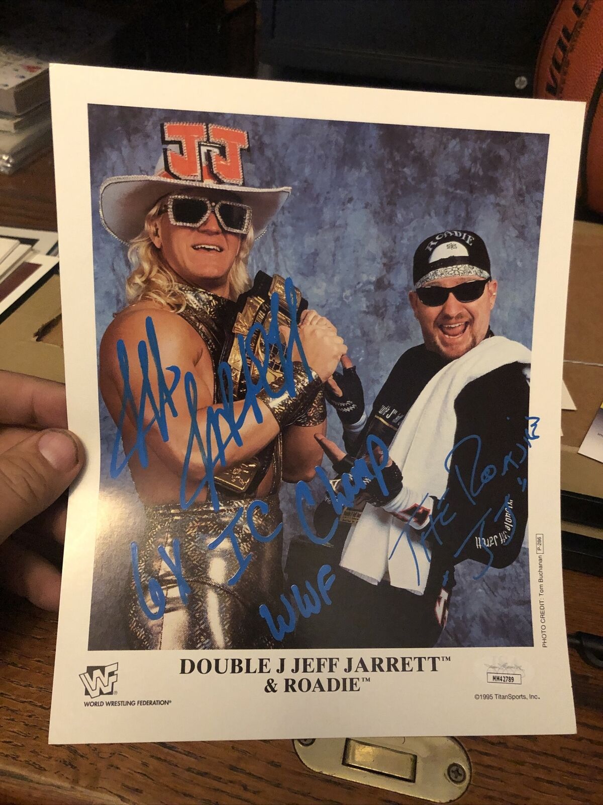 wwe Double j jeff jarrett & Roadie autographed signed promo photo coa jsa