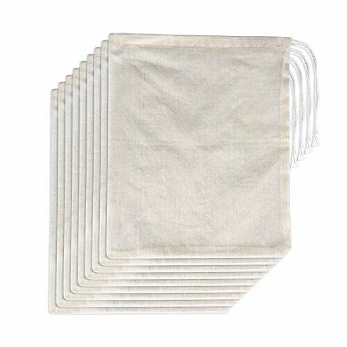 15 Packs Muslin Bags with Drawstring Natural Color 8 x 10 Inches