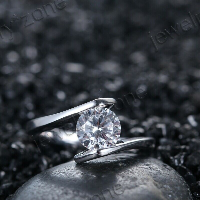 1 Ct Round Cut Simulated Diamond Solitaire Engagement Ring Sterling Silver 925