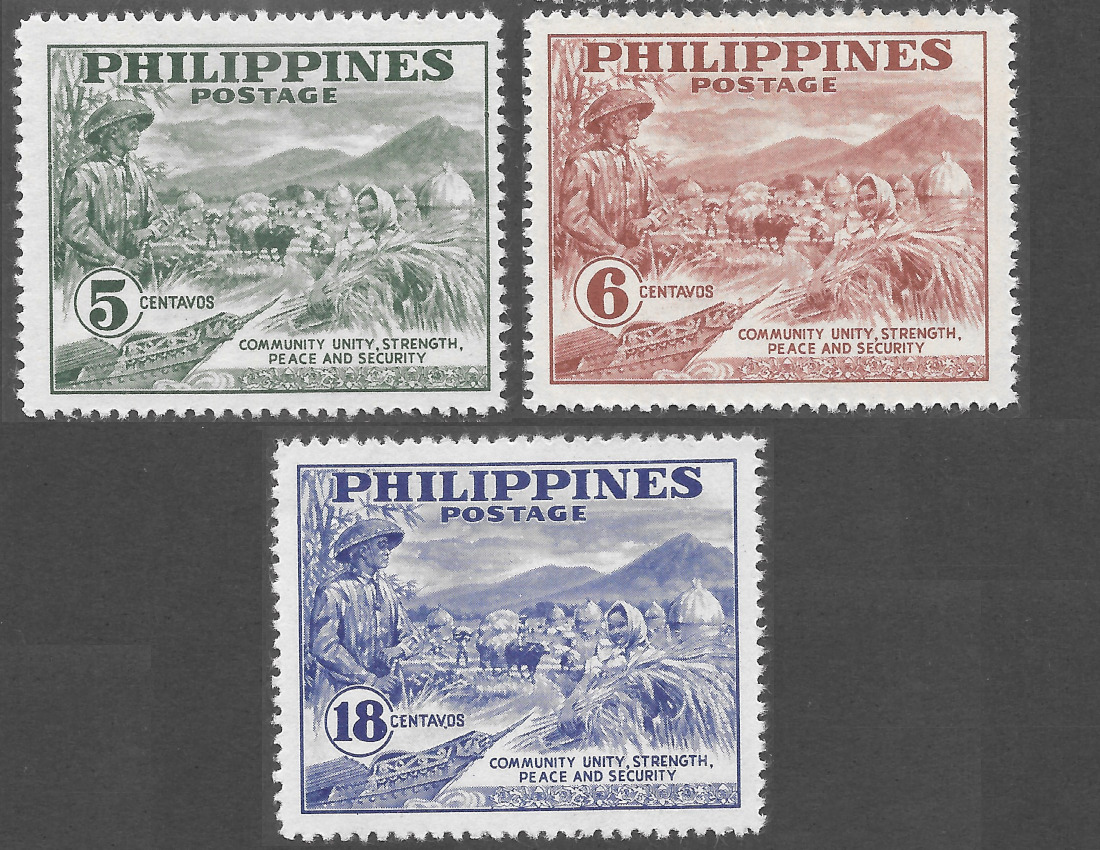 Philippines 1951 Peace Fund Campaign - 3 x stamps (perforated) - MNH