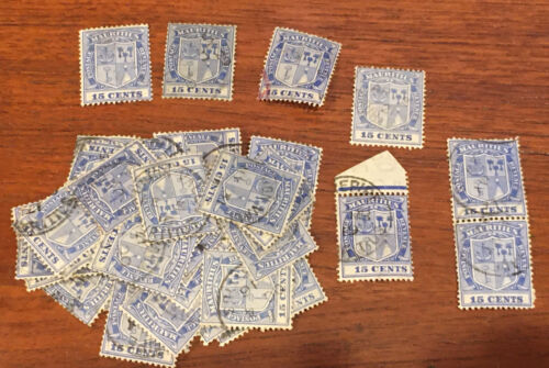 Mauritus 15 cents blue - lot of 49