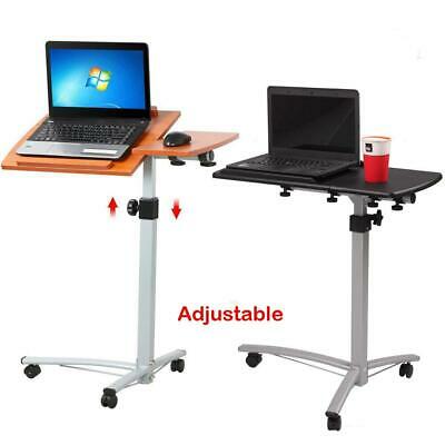 Over The Bed Table With Wheels Adjustable Hospital Home Laptop Tray Rolling