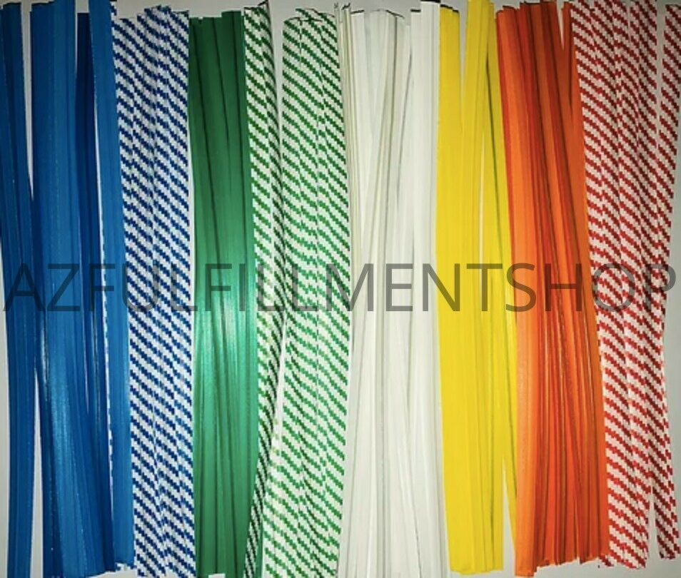 2000 Twist Ties 4" Length Plastic Coated Paper No Rip Cellophane Assorted Colors