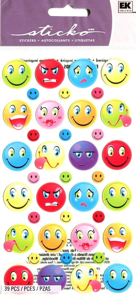 STICKO ~ SMILEY BIRTHDAY FACES ~ scrapbooking stickers crafts