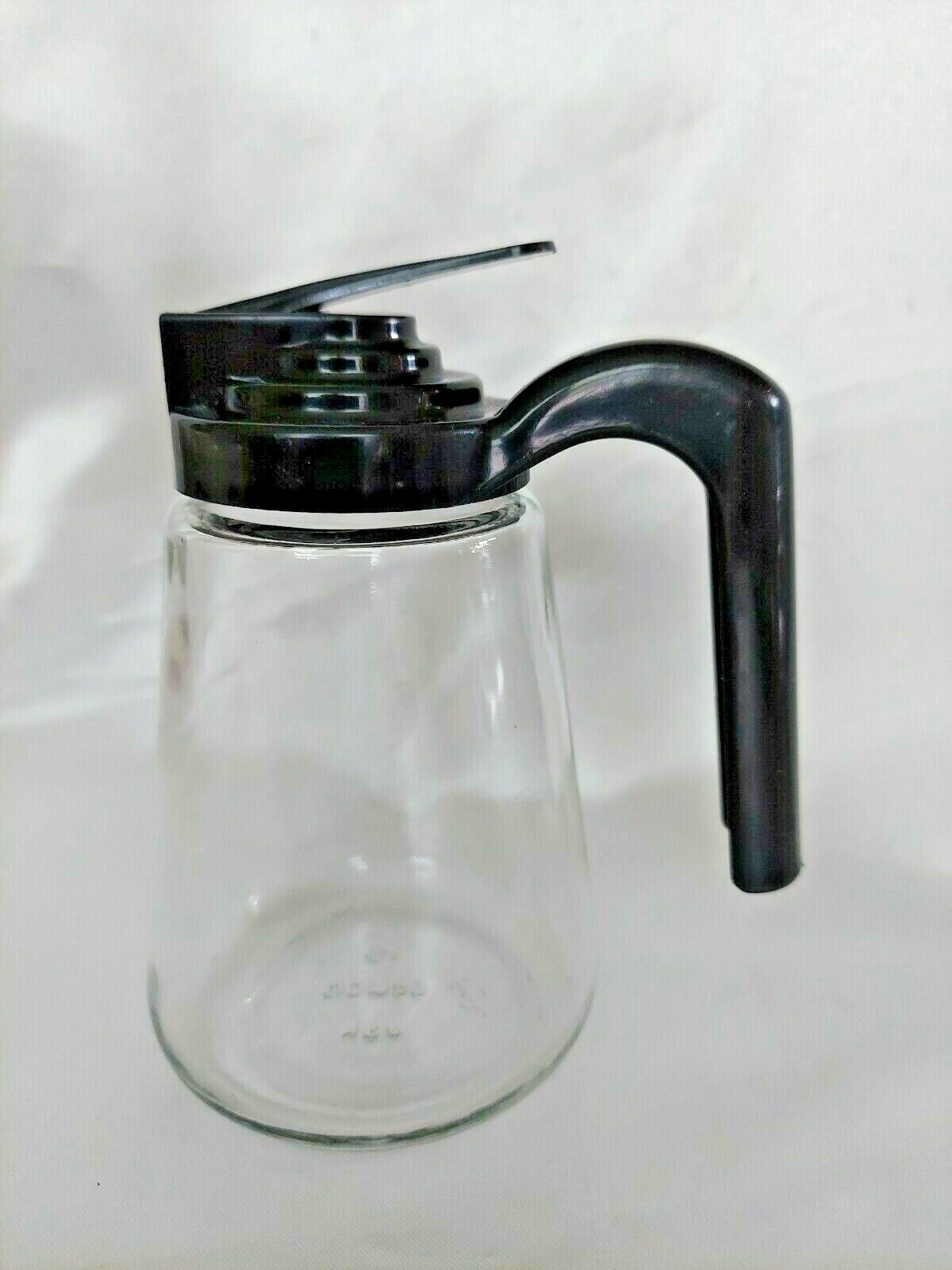 Vintage GEMCO Glass Syrup Dispenser with Black Top mark 19 USA