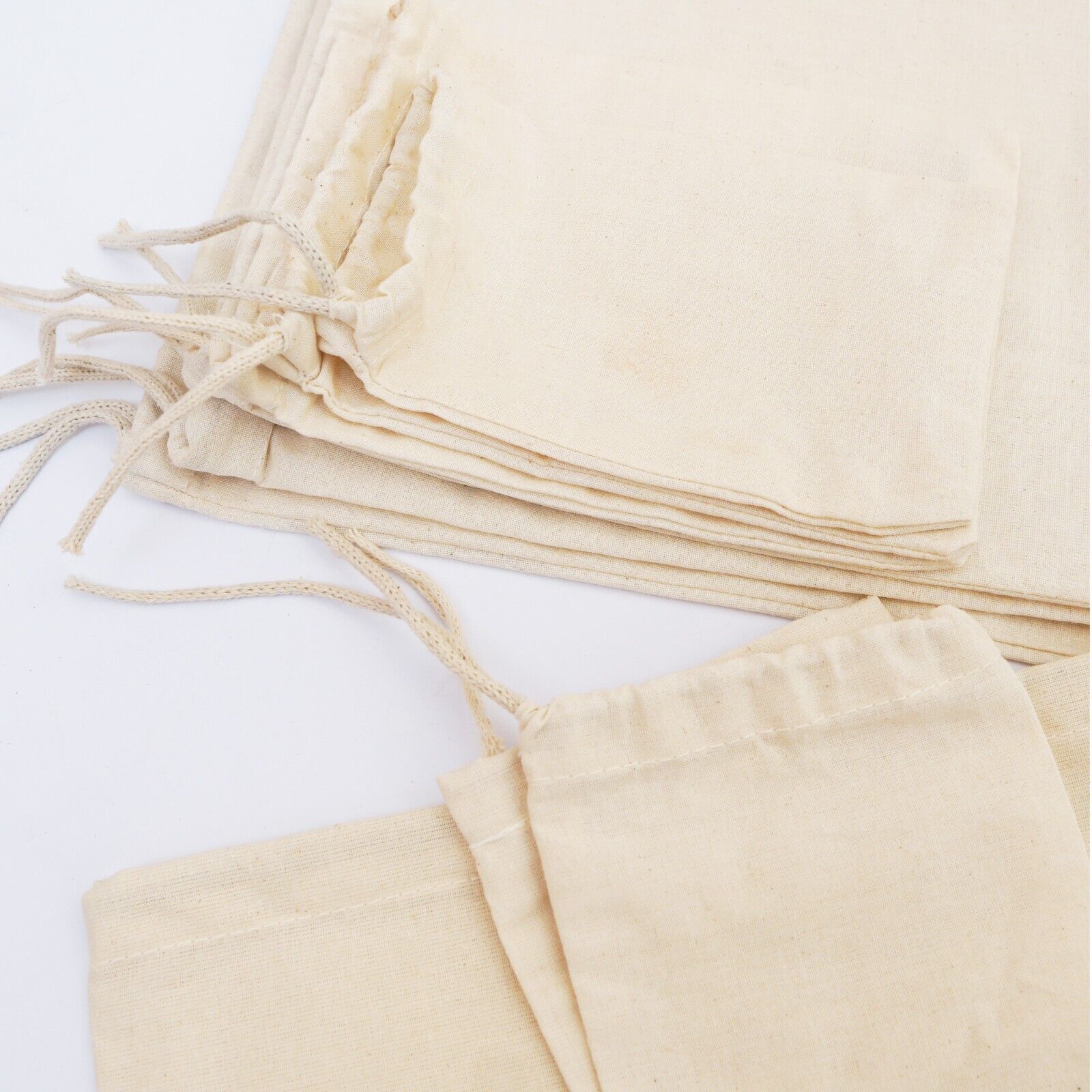 5 x 7 Inches 100% Cotton Reusable Storage Premium Quality Single Drawstring Bags