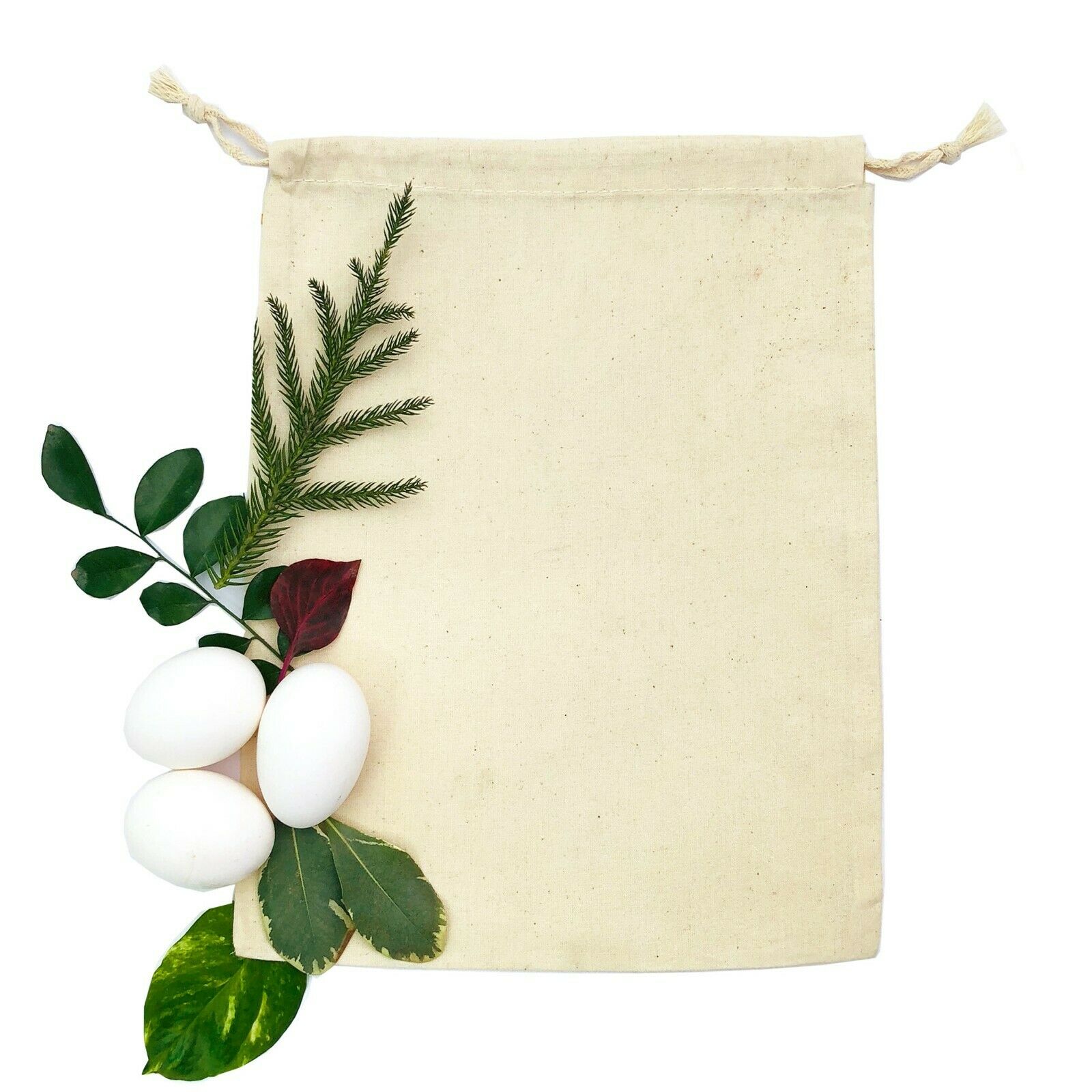 100% Cotton Reusable Produce Muslin Bags – Multipurpose Drawstring Storage Pouch