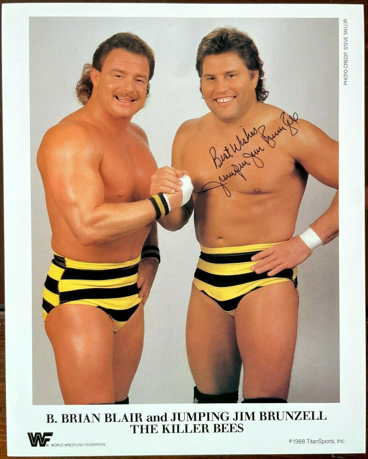 Jumping Jim Brunzell -WWF, AWA Tag Team Champion - Autographed Killer Bees Photo