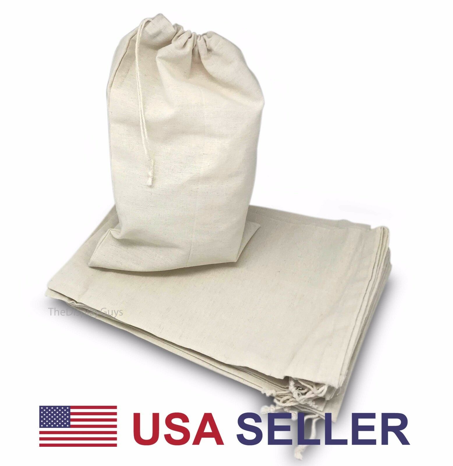 12pcs Multi-purpose Cotton Muslin Drawstring Reusable Bag W Variety of Sizes