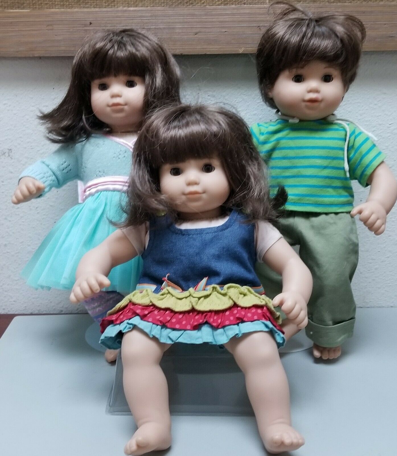 Lot Of 3 Brunette  Bitty Baby Dolls...2 Girls 1 Boy