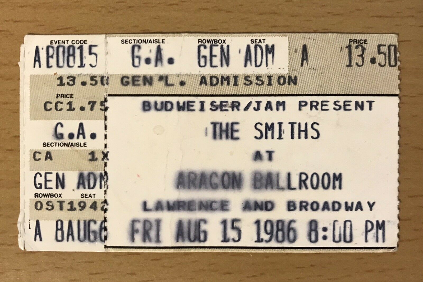 1986 THE SMITHS QUEEN IS DEAD TOUR CHICAGO CONCERT TICKET STUB HOW SOON IS NOW