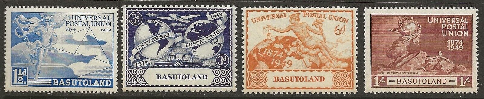 Basutoland 1949. The 75th Anniversary of Universal Postal Union. Unused set.