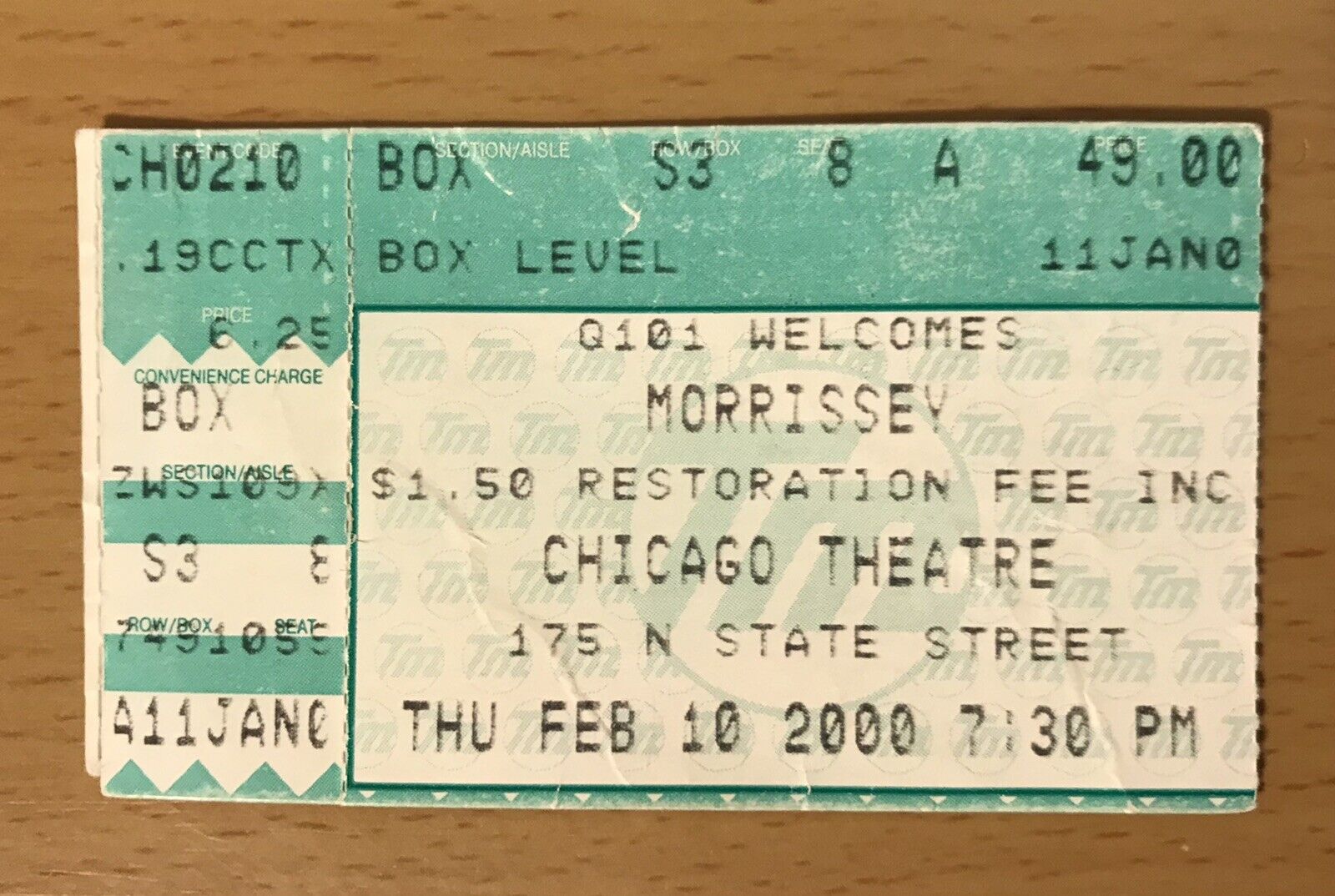 2000 MORRISSEY CHICAGO CONCERT TICKET STUB THE SMITHS HOW SOON IS NOW 8A
