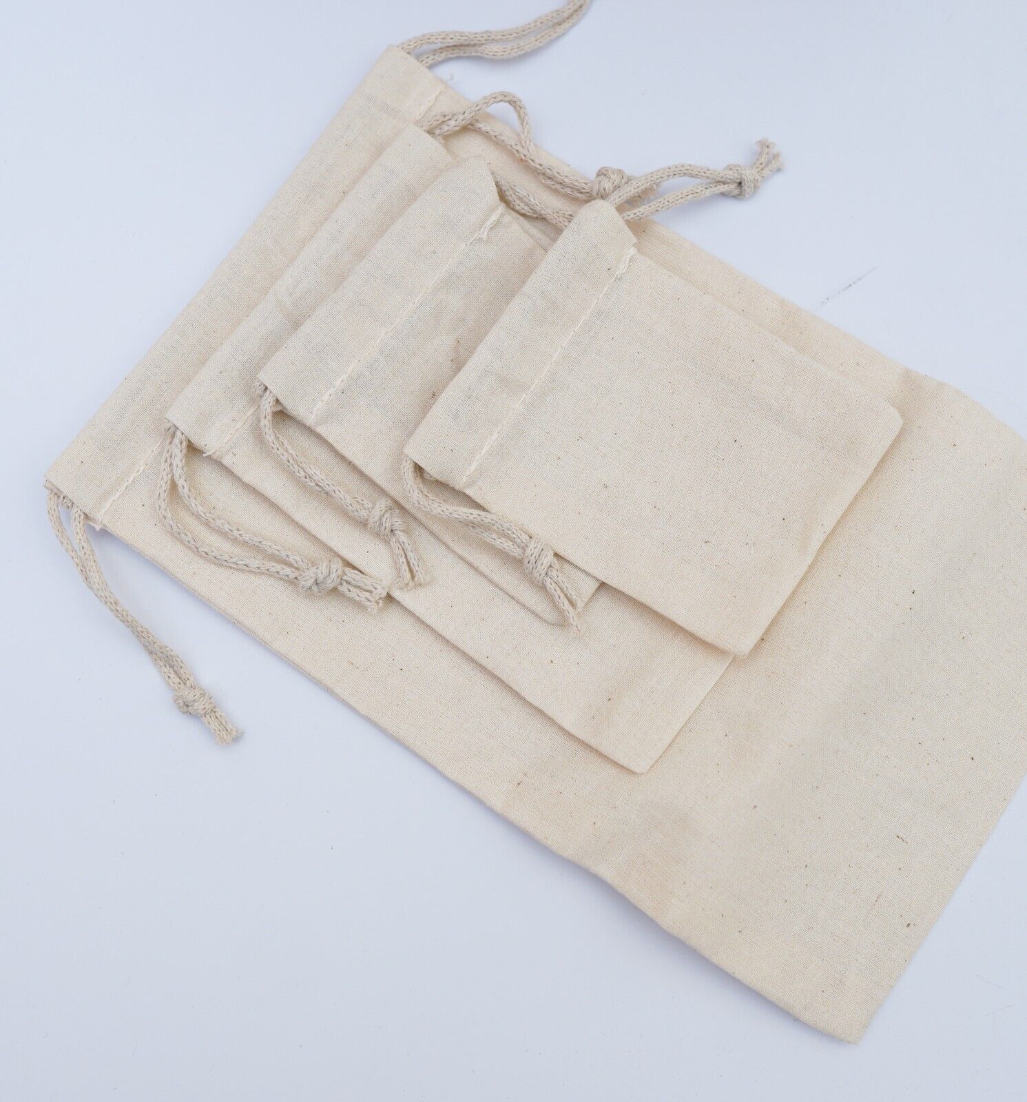 2 x 3 Inches 100% Cotton Reusable Storage Premium Quality Double Drawstring Bags