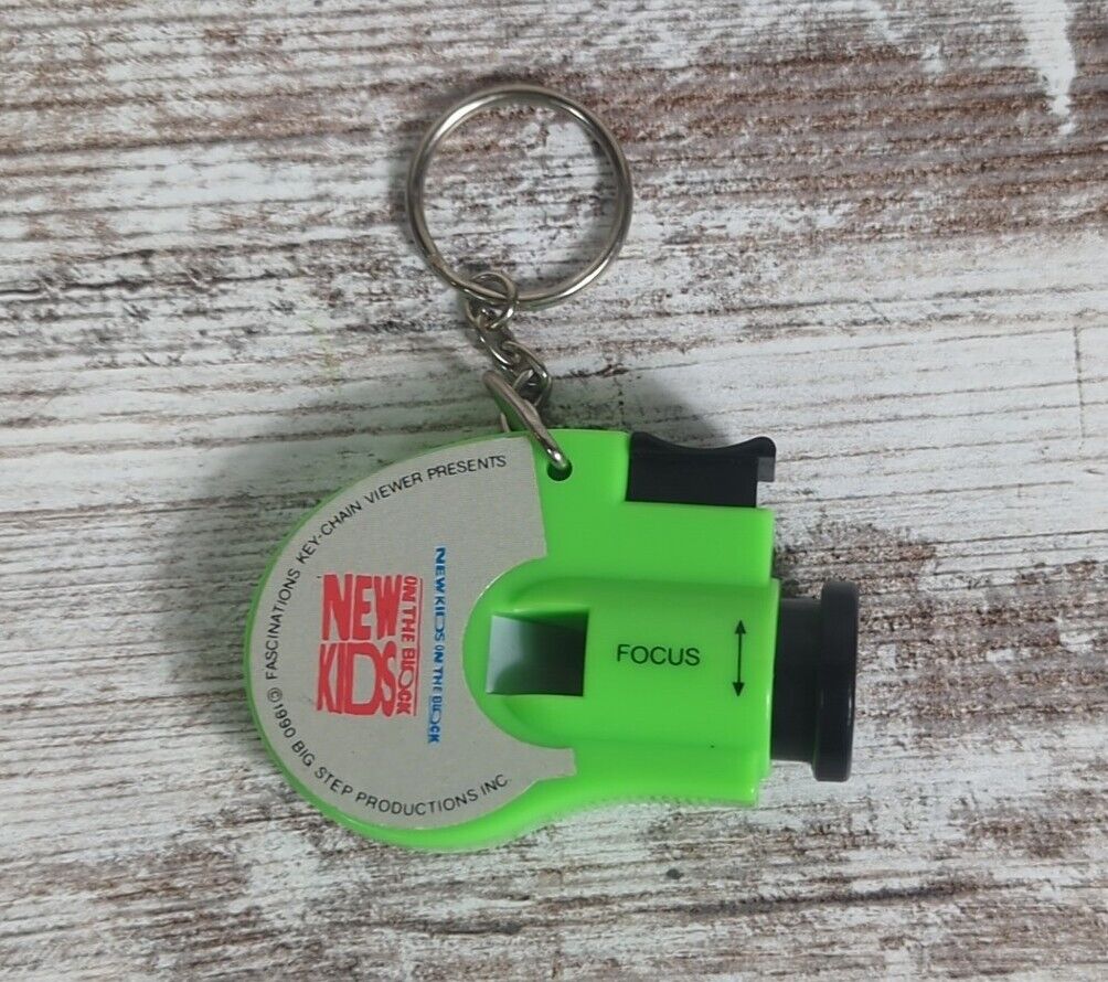 1990 New Kids on the Block Keychain Green Picture Viewer Vintage Music