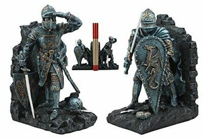Ebros Medieval Dragon Heraldry Knight Bookends Statue 8