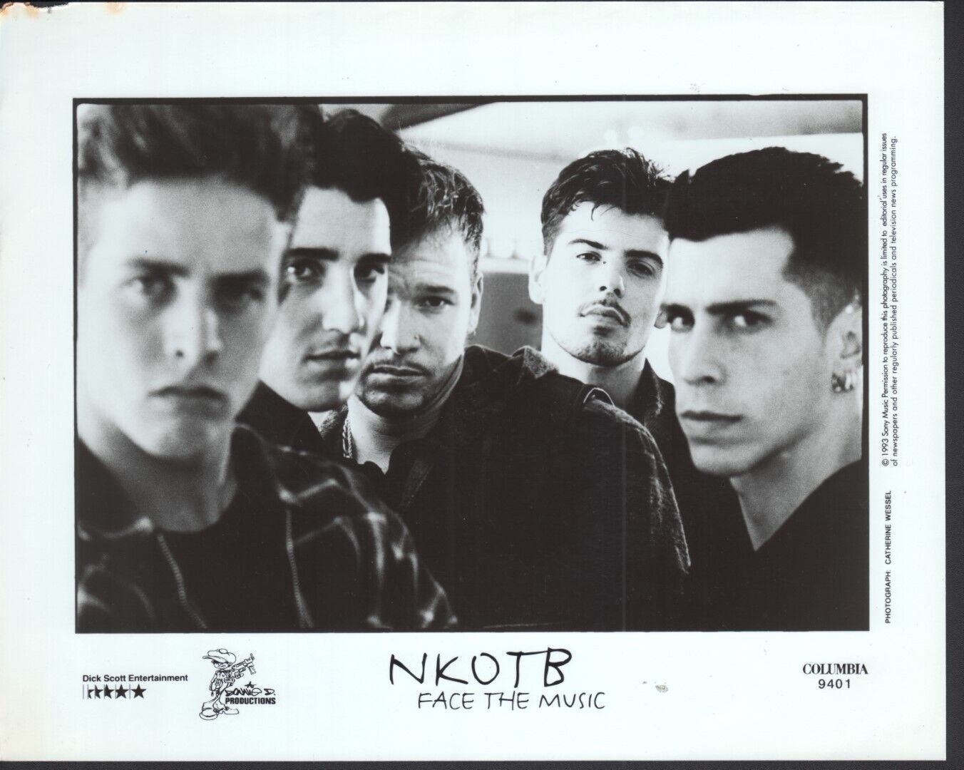 New Kids On The Block (1993) 8x10 Black & White Publicity Photo #nn