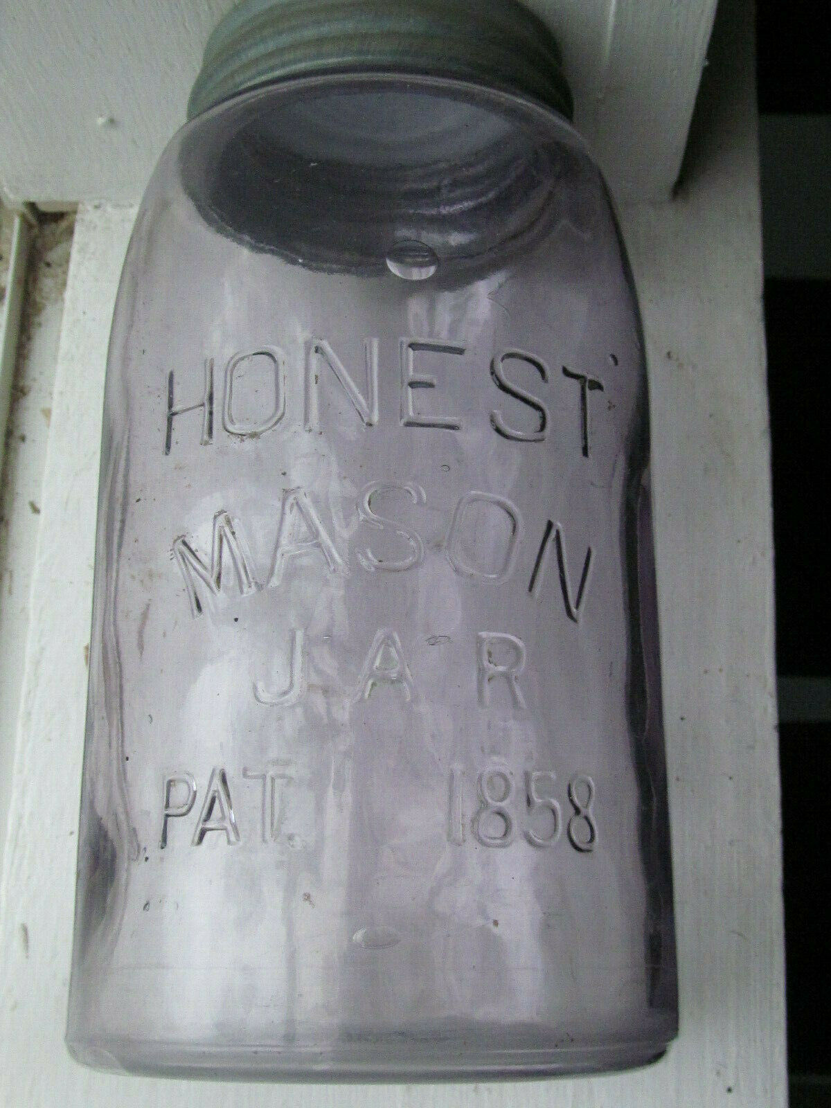 Uncommon Honest Mason Jar Pat 1858  Amethyst Quart Fruit Jar