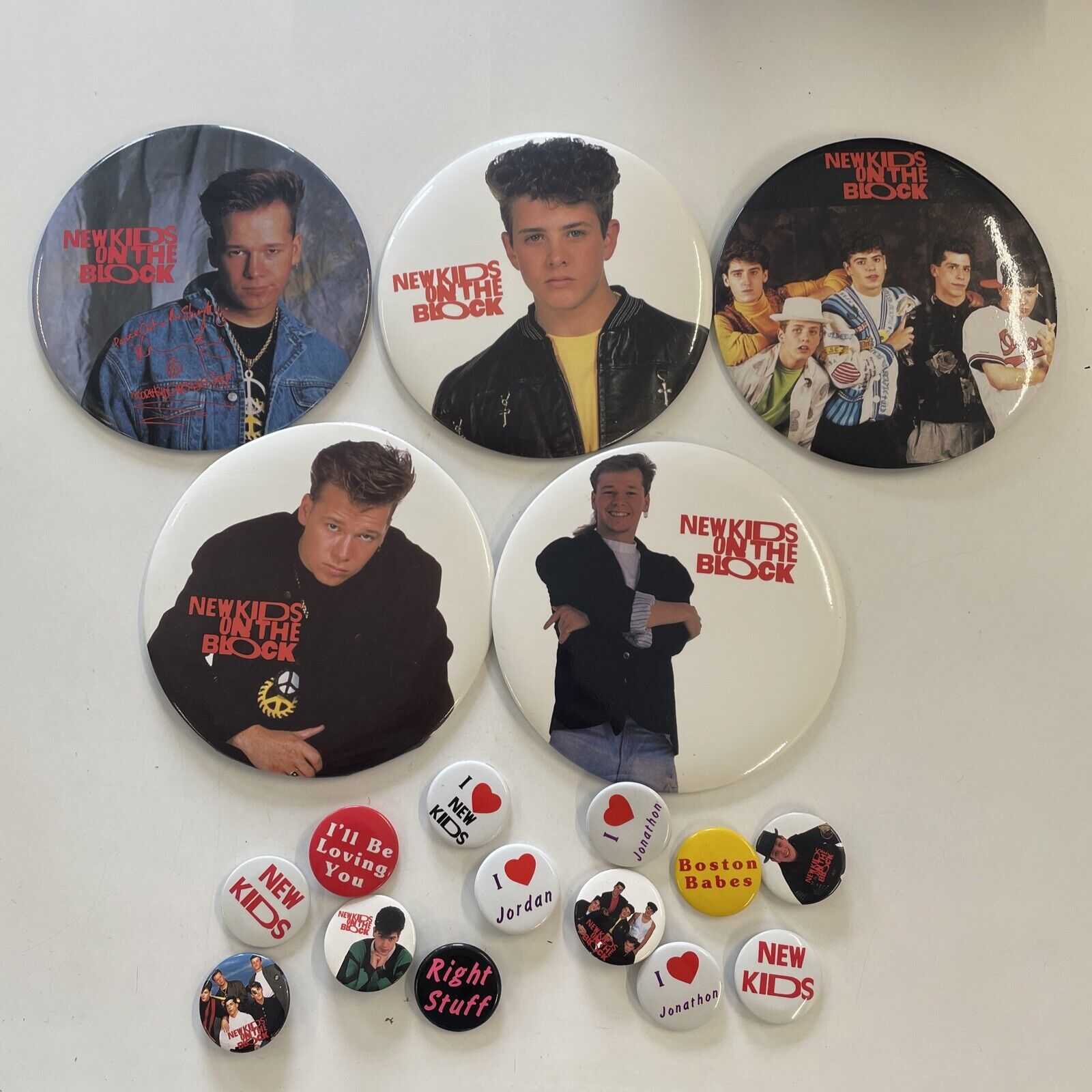 New Kids on the Block Pin Buttons Lot Of 5 NKOTB  6 Inch + 13 1” Pins