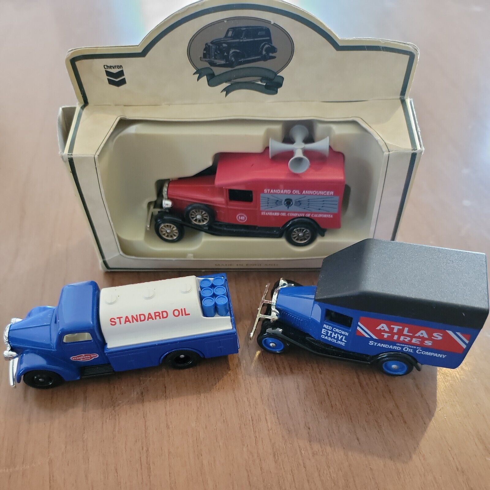 Vintage Days Gone Lot Of 3 Standard Oil Company Trucks Chevron Made In England