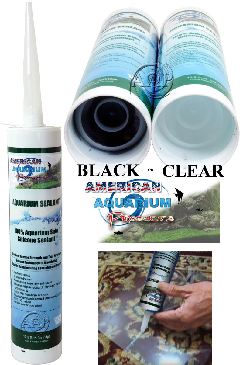 Silicone Aquarium Sealant Clear Or Black 10.2 Oz, Fda Approved Fish Safe Asi/aap