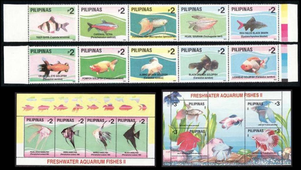Philippines – 1993 Freshwater Aquarium Fishes, 2- S/5 + 2-souvernir Sheets, Mnh