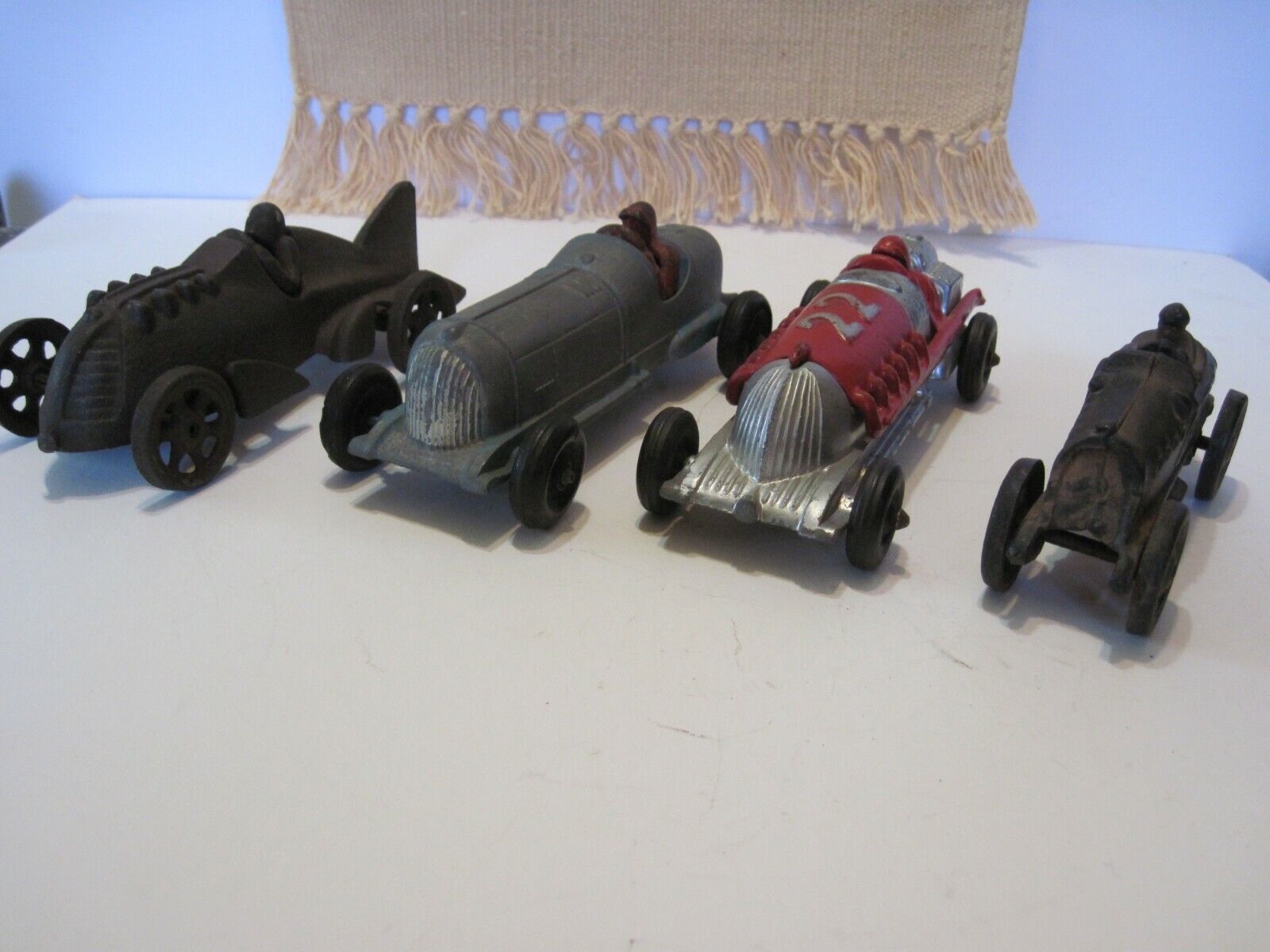 Lot Of 4 Hubley Race Cars. Cast Iron.