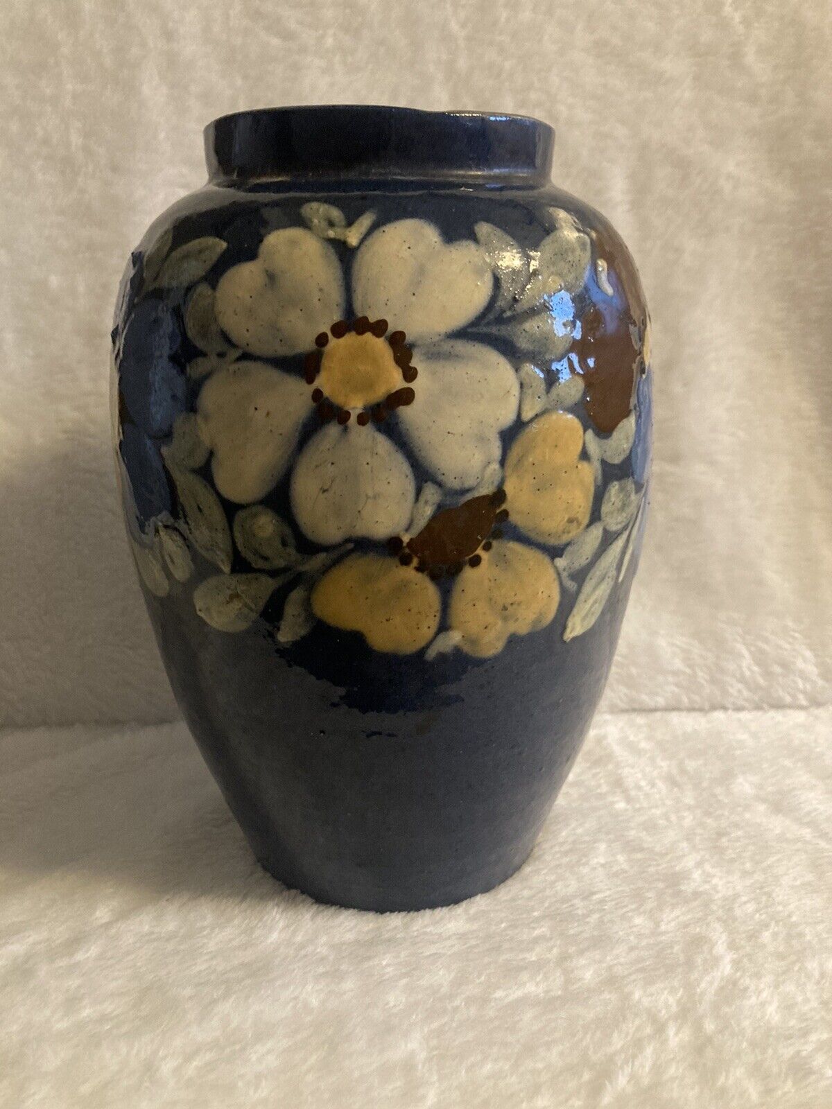Antique Hand-Decorated Ceramic Vase by Elchinger & Co.Made In France