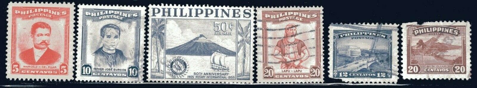 1950s Philippines Stamps  6-lot Used